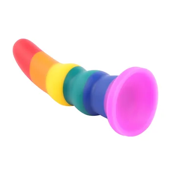 Rainbow Silicone Dildos Anal Plug Realistic Dildo Suction Cup Dildo Sex Toys for Women Lesbian Masturbators Penis tools 4