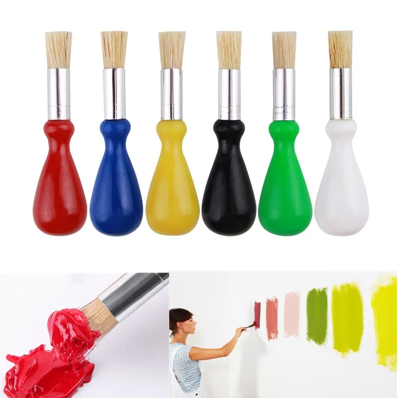 

6pcs Color Oil Brush Drip Plastic Pole Bristle Pen Set Children's Hand-painted Wall Painting Graffiti Acrylic Brush Art Tools