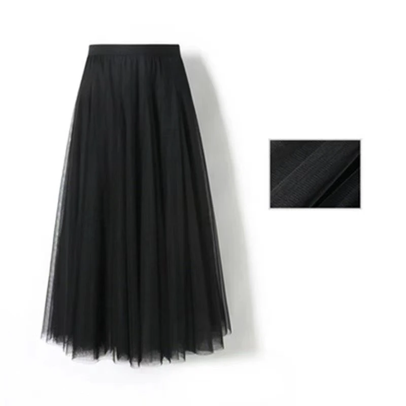 tennis skirt 15 Colors Tulle Skirt Women Elastic High Waist Mesh Skirts 720° Swing Long A-line Pleated Tutu Skirt Linging Female Jupe Longue midi skirt Skirts