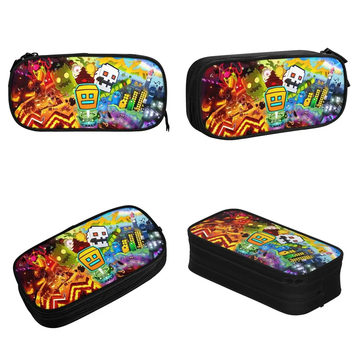 Game Geometry Dash Pencil Cases Geometric Dash Pen Storage Bag Girl Boy Large Storage School Supplies Zipper Pencil Pouch