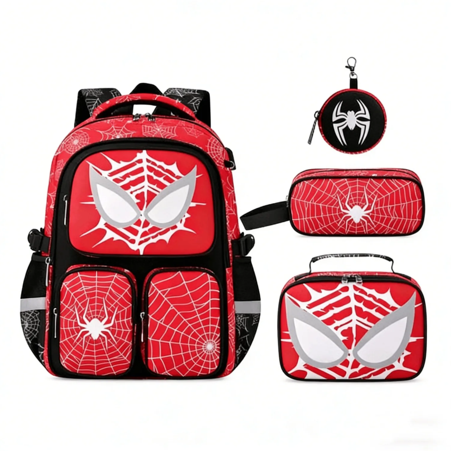 Kids School Backpack with Lunch Box Pencil Case for Boys, Spider Elementary Middle School Book Bags for Teen Boy Children 1