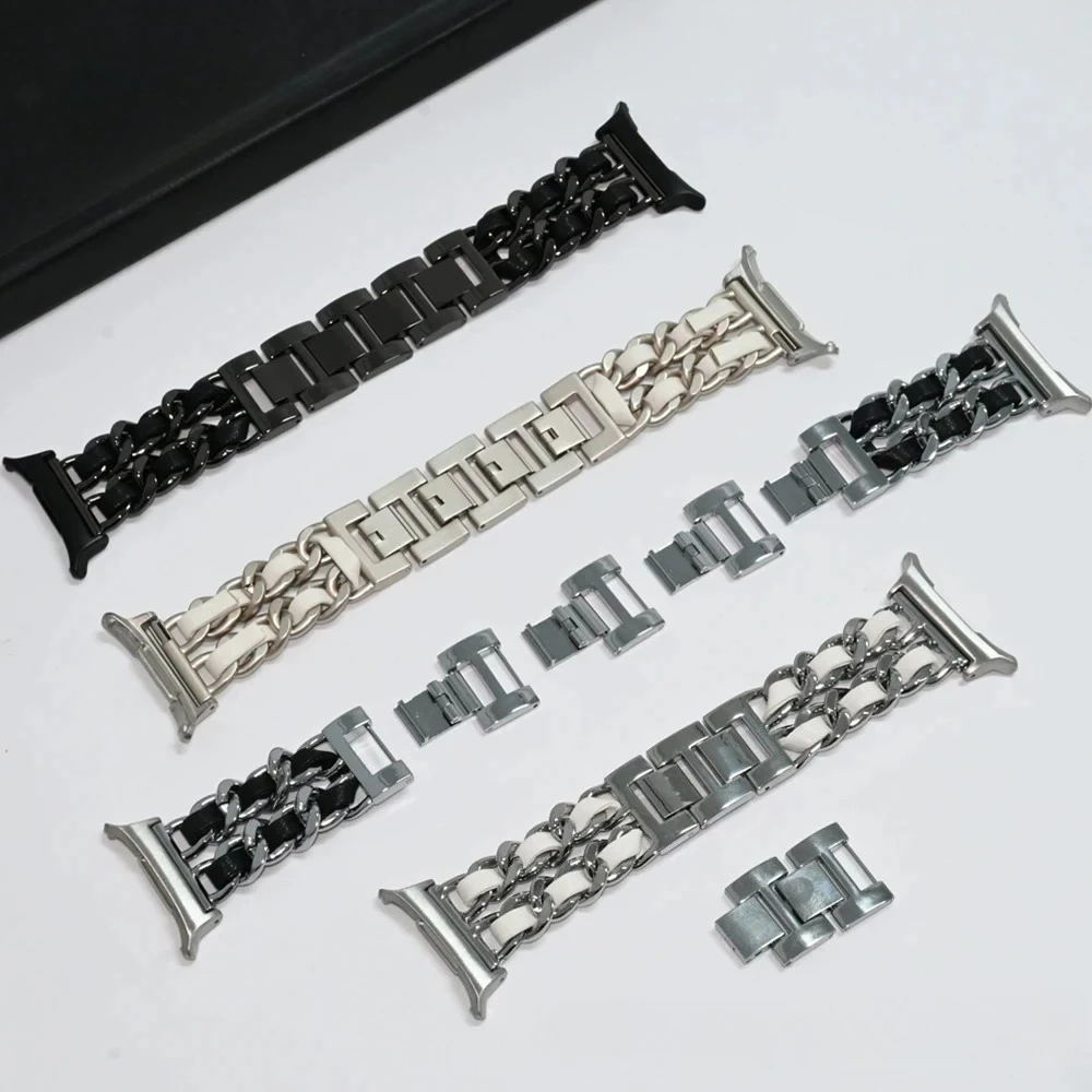 Luxury Stainless Steel and Leather Bracelet Wristband - Premium Metal Strap