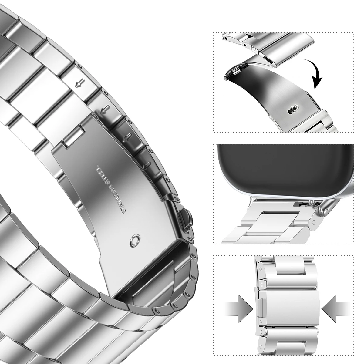 Edelstahlarmband für Redmi Watch6 5 4, luxuriöses Metall-Ersatzarmband für Xiaomi MiBand8/9Pro, Sportarmband Correa – Detail 6