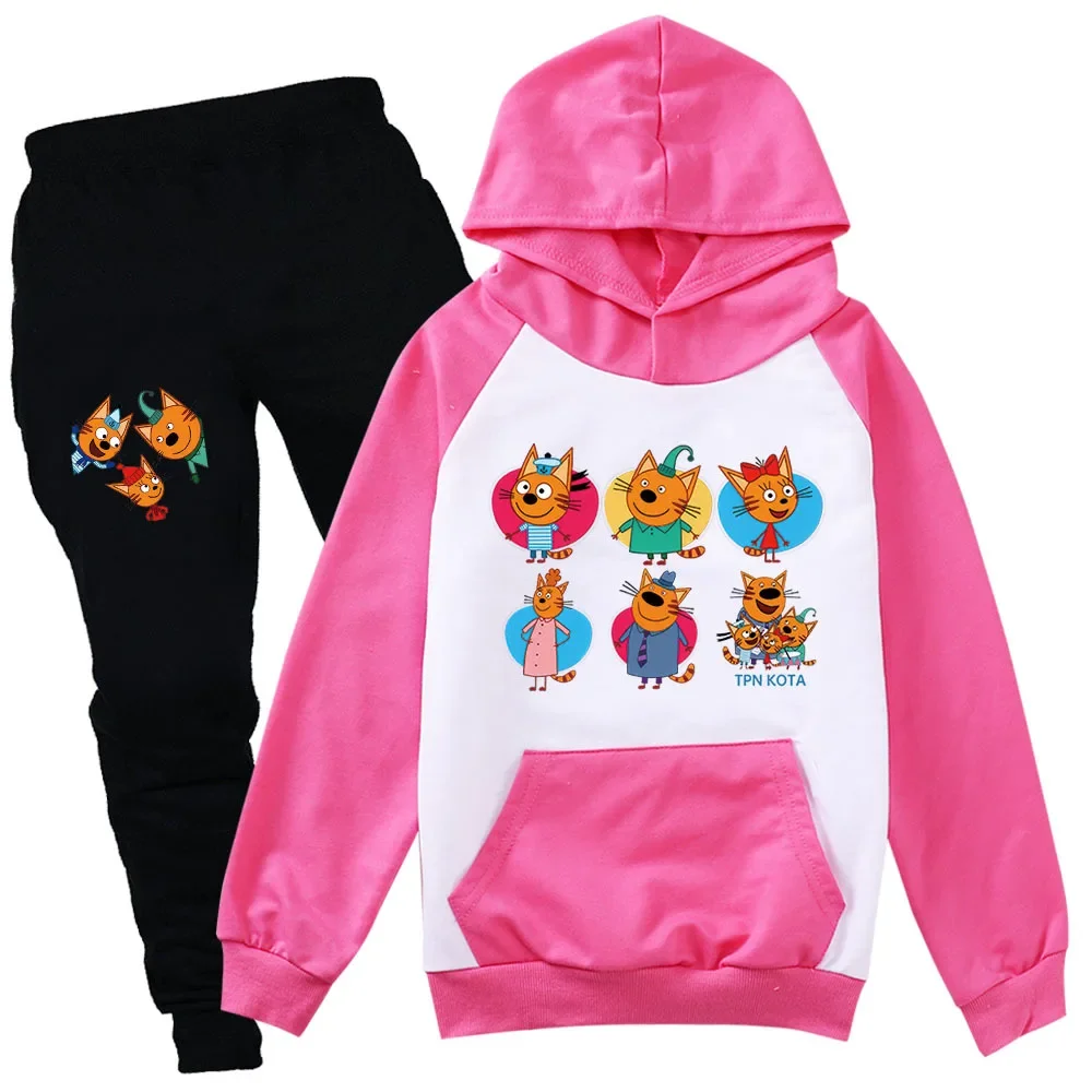 

Три Кота Kid-E-Cats Russian My Family Three Happy Kitten Clothes Girls Cartoon Outifts Baby Boys Casual Clothing Children's Sets