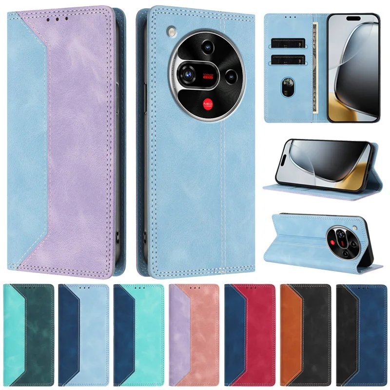 Fashion Color Block Leather Flip Case for ZTE Nubia Focus 2 - Magnetic Phone Cover