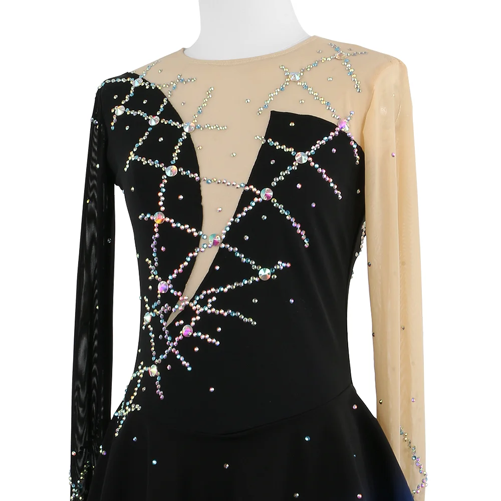 Zagitova Figure Skating Dress Women Girls Ice Skating Skirt Competition Gradient Blue Mesh Skirt Gymnastics