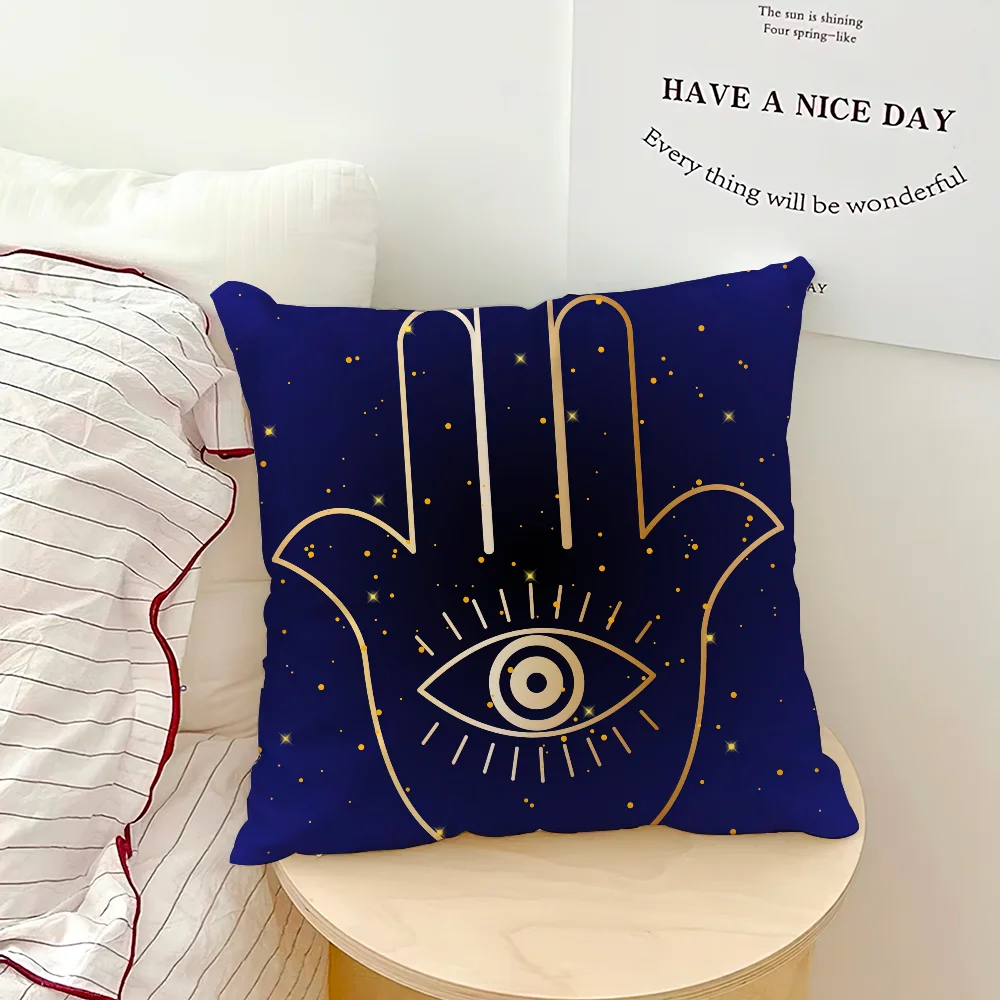 Lucky Evil Eye Symbol Art Pillow Case Sofa Living Room Bedroom Headboard Backrest Cushion Square Cushion Nap Time – Detail 7