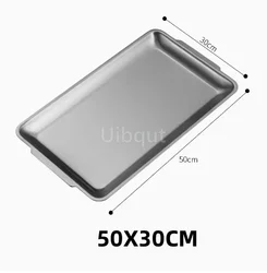 Gold Stainless Steel Food Storage Tray - Elegant Flat Dish for Baking, Serving, and Kitchen Use (50x30cm)