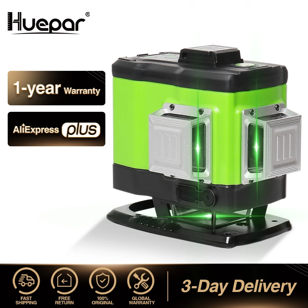 Huepar 3D Self leveling Laser Level 3x360 Green Beam Cross Line 360 huepar-3d-self-leveling-laser-level-3x360-green-beam-cross-line-360