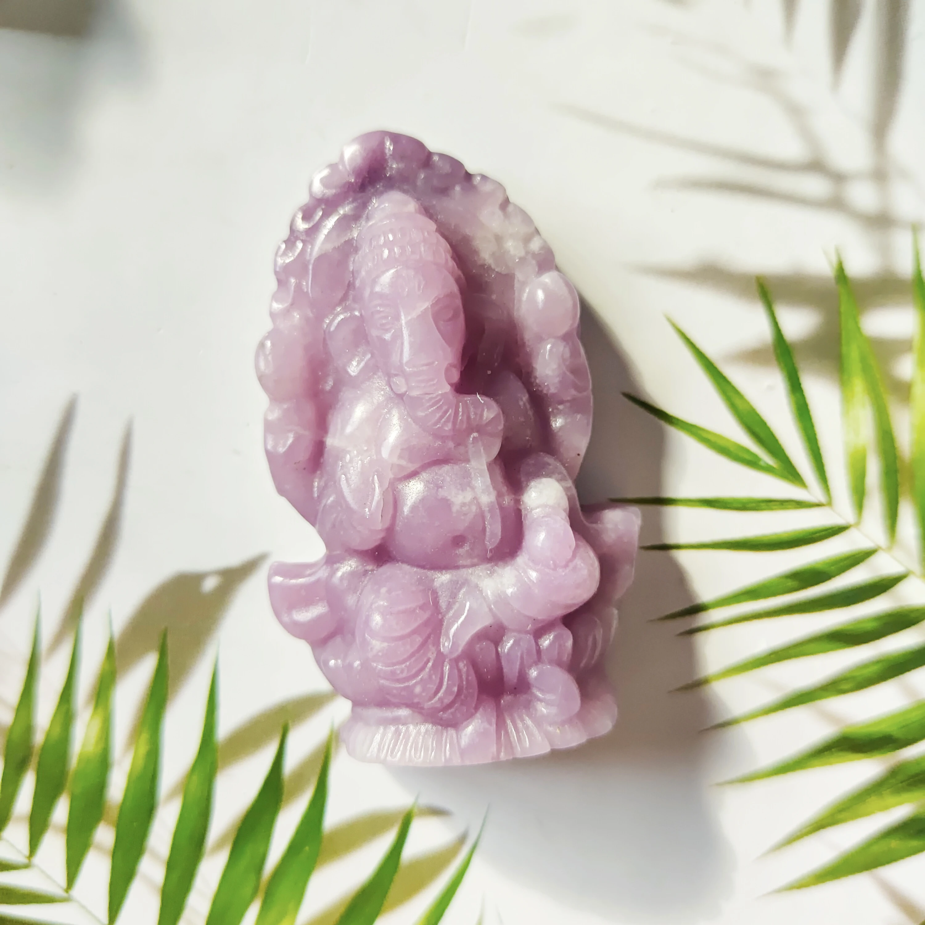 Natural Lepidolite Ganesha Stones  Healing Reiki Gemstones Home Decoration For Gifts Quartz Crystal Hand Carving 3