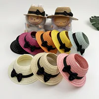Clothes For Labubu Open-Top Straw Hat Labubu Hat with Bow 1st 2nd 3rd Gen 17cm Labubu Sitting Party Outfit Accessories 1