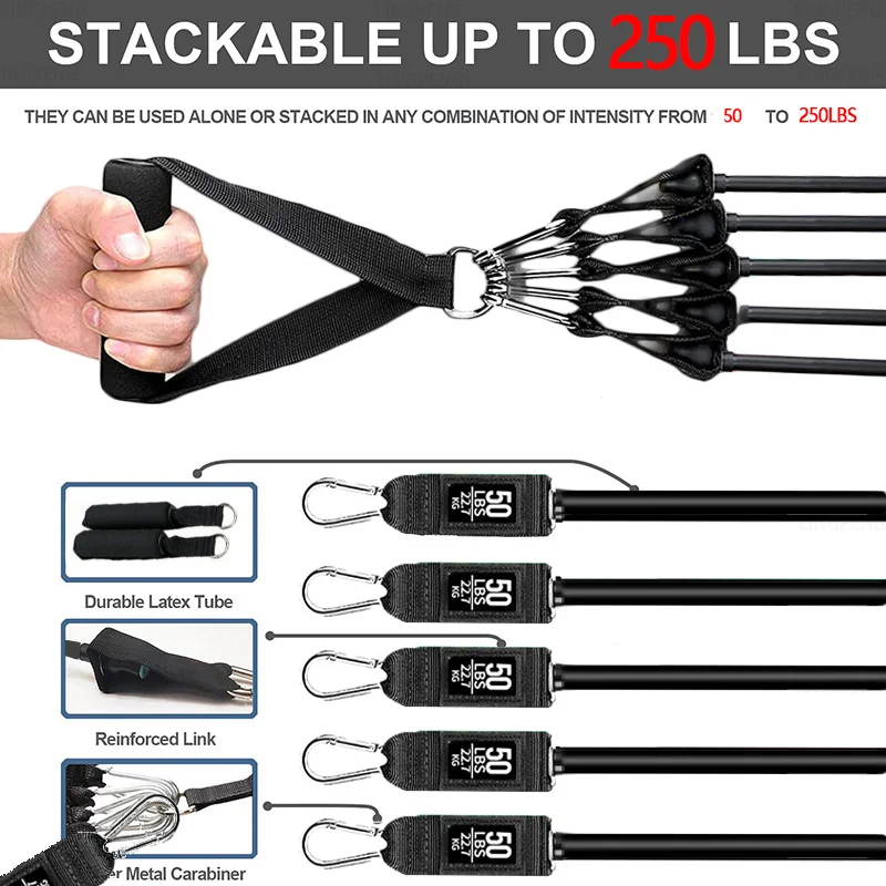 Resistance Bands Set Exercise With Handles 5 Tube Fitness For At Home Strength Training Equipment