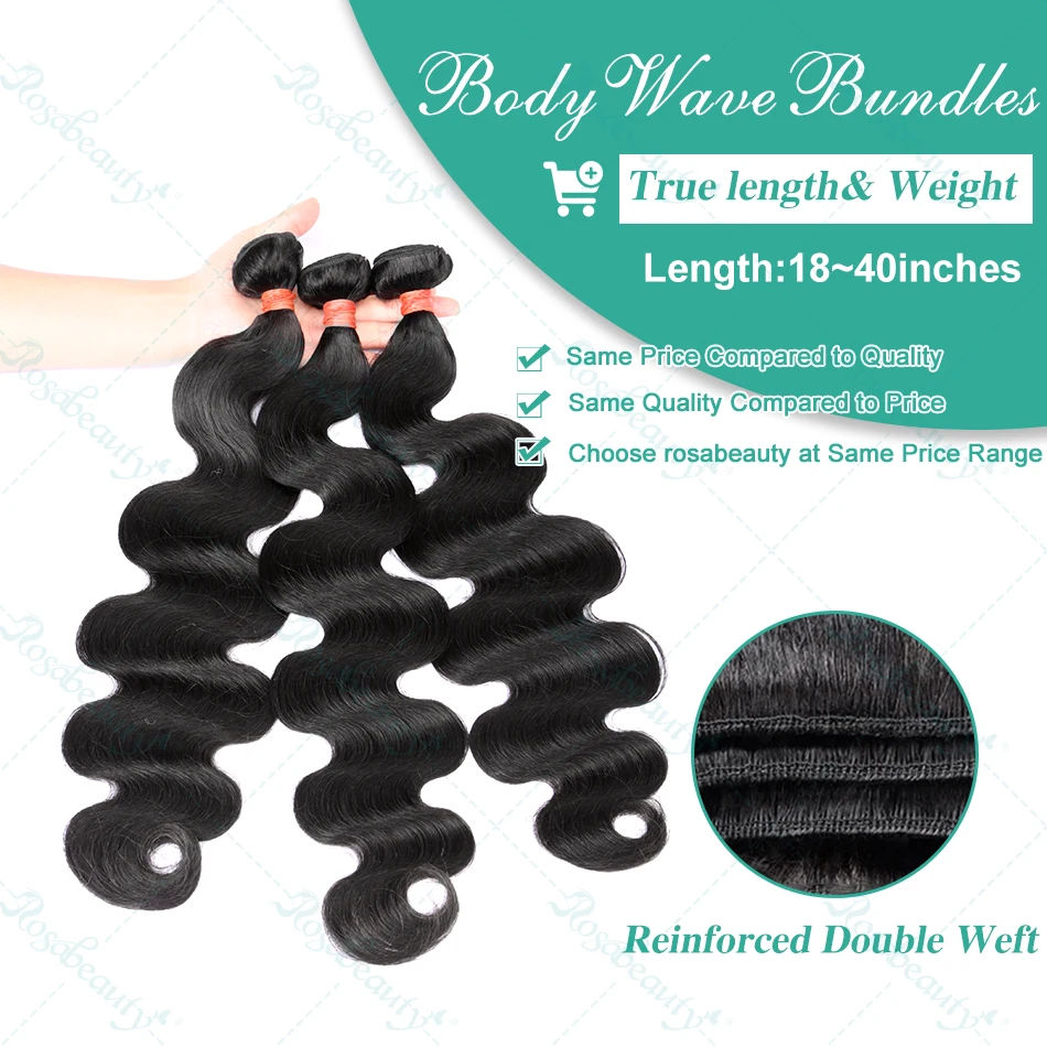 30 32 34 Inch Body Wave Bundles Human Remy Raw Hair Weave Bundles Brazilian Weave Extension 3 Weft Natural Black