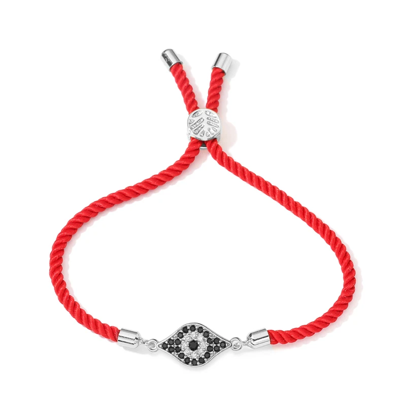 

ААА черно-белые кубические циркониевые камни сглаза счастливый амулет женский 2024 Новый Модный CZ камни красный шнур ювелирные изделия подарок