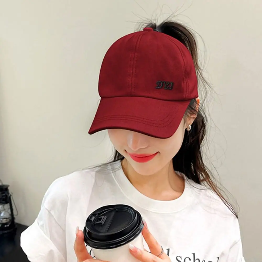 Sun Protection Cotton Ponytail Hat With Ponytail Hole Baseball Caps Empty Top Cap Spring Summer