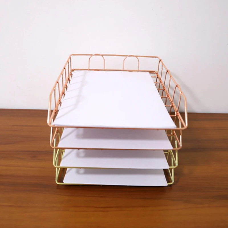Metal Stackable Paper Tray Desk Organizer 1pcs