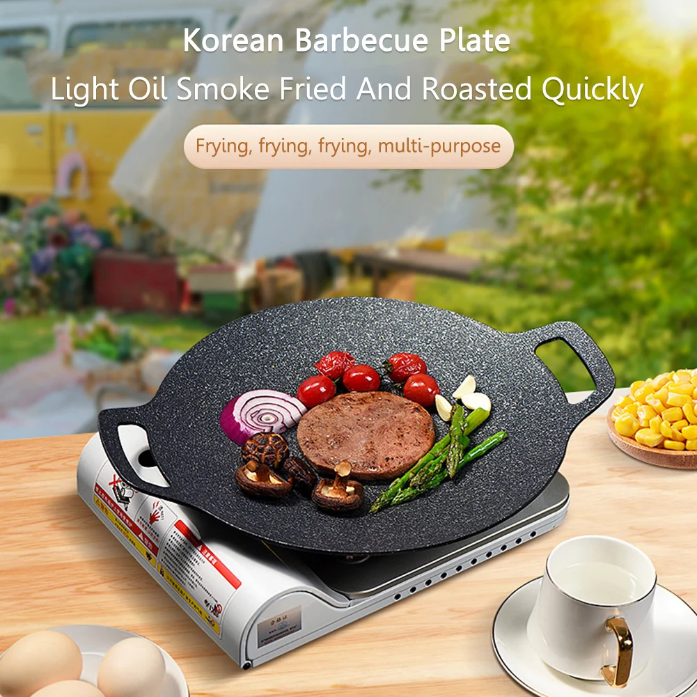 Nonstick Round Skillet Grill Pan Stove Top Grill Pan Barbecue Plate For  Meats Fish Steak Vegetables Outdoor Indoor Camping - AliExpress