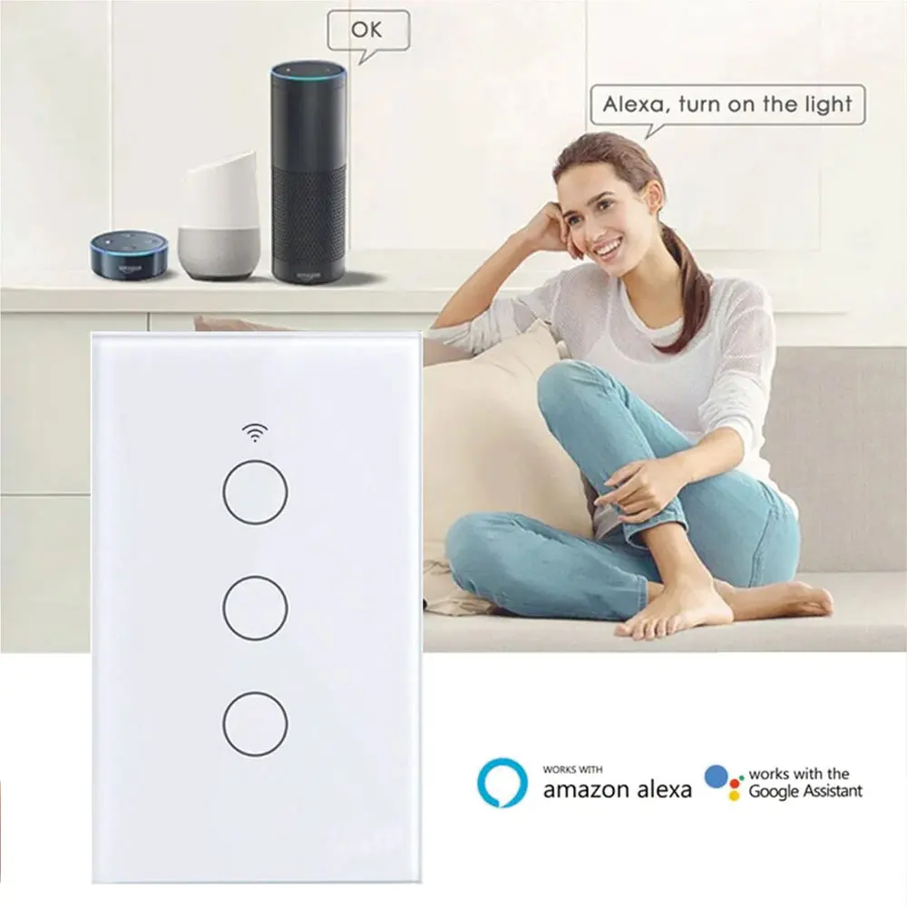 Smart Switch Tuya Smart Life Light Switch WiFi Touch Sensor App Remote Control No Neutral Wire 110V 220V For Alexa Google Home