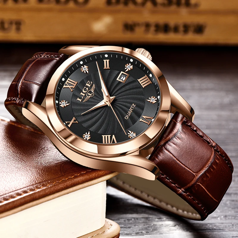 LIGE Military Watch Men Fashion Business Sports Men's Quartz Wristwatches Original Leather Waterproof Watch For Men Montre Homme