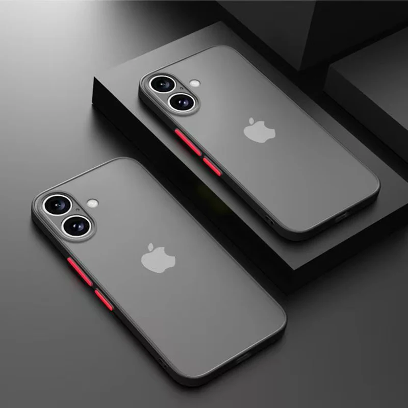 Luxury Shockproof Armor Matte Case with Silicone Bumper and Clear Hard PC Cover