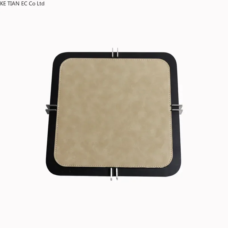 Wabi-sabi black solid wood tray high-grade horsehair leather metal trays decorative living room coffee table storage tray 5