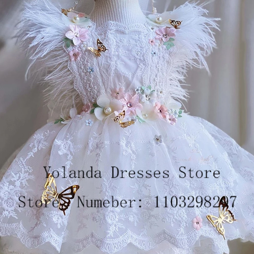 

Fashion Flower Girl Dress Princess With Hand made Flower Knee Length Sleeveless First Communion Gown High Quality Prom Dresses