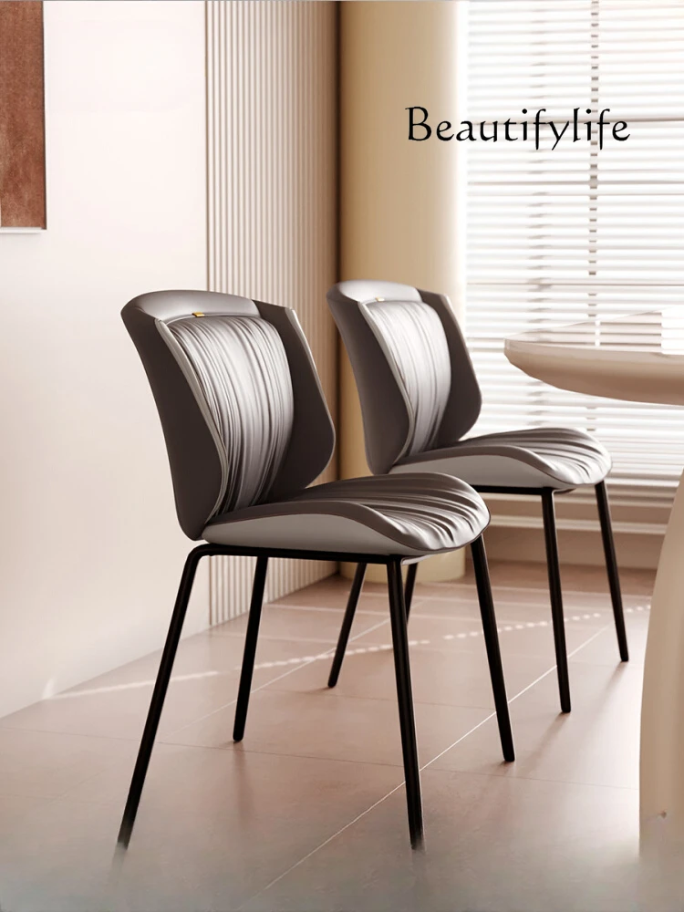 

Italian Style Light Luxury Advanced Restaurant Home Designer Soft Bag Back Stool Simple Dining Table and Chair