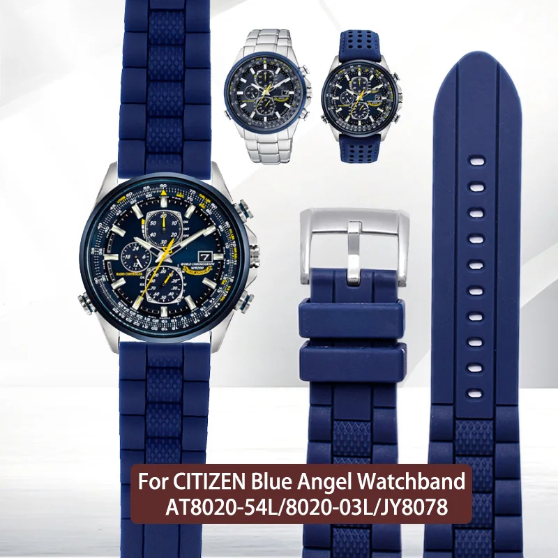Per Citizen Blue Angel Men Radio Wave Watch At8020-54L/8020-03L/Jy8078 Cinturino In Silicone Impermeabile 22Mm 23Mm