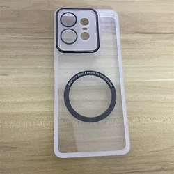 Transparent MagSafe Magnetic Silicone Protective Case for Motorola Moto G35 (WHITE)