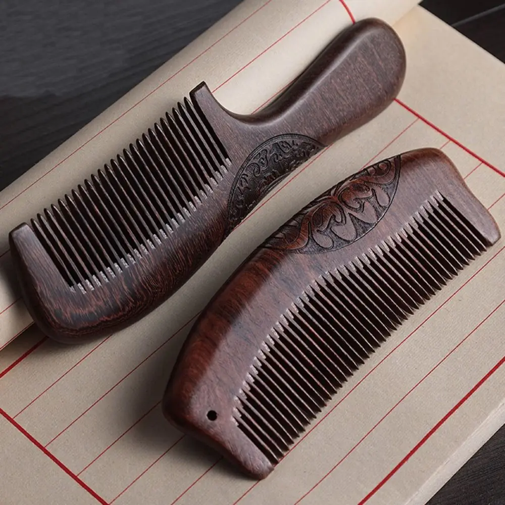 

Classic Natural Sandalwood Comb Ladies Anti-static Narrow Tooth Combs Hair Brushing Beard Comb Double sided Hair Styling Tools