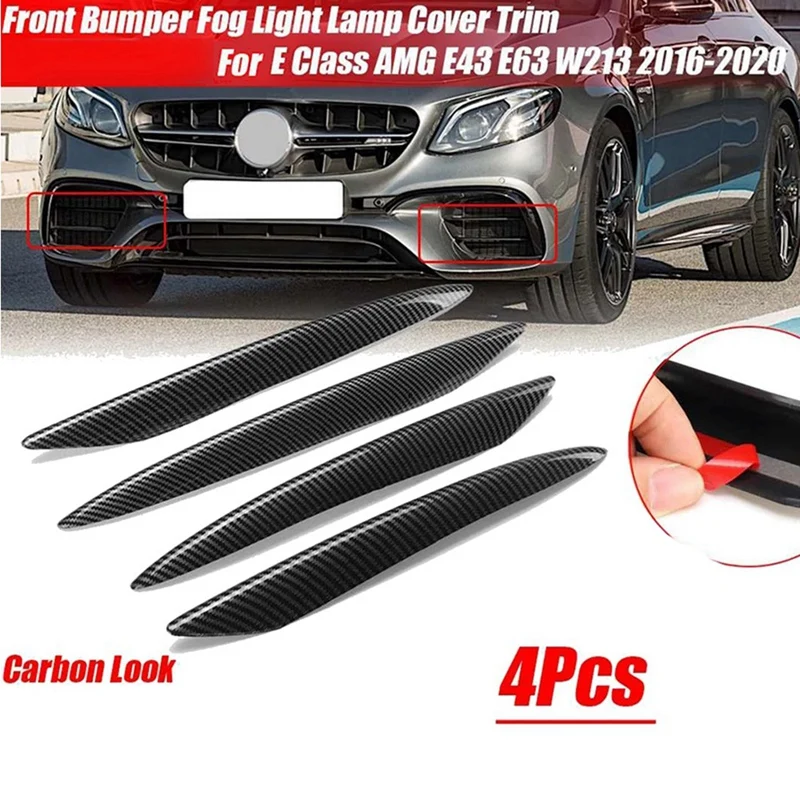 

4Pcs Front Bumper Fog Light Lip Splitter Grille Trim For Mercedes-Benz E Class W213 E43 E63 AMG 2016-2020 Splitter Cover
