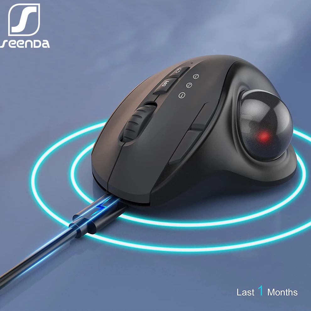 SeenDa Wireless Bluetooth Trackball Mouse 2.4G RGB Ergonomic