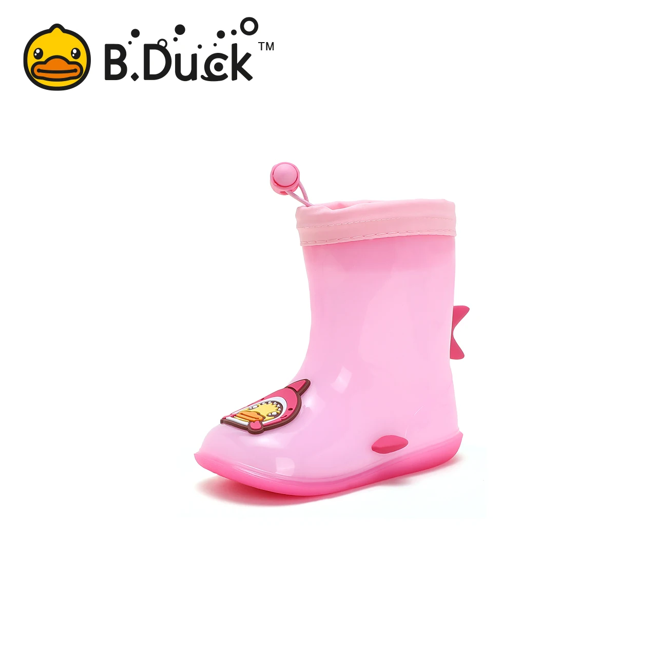 

B.Duck Wide Round Toe Children Rainboots Baby PVC Rubber Waterproof Kids Water Shoes Lovely Cartoon Rain Boot Platform Girls Boy