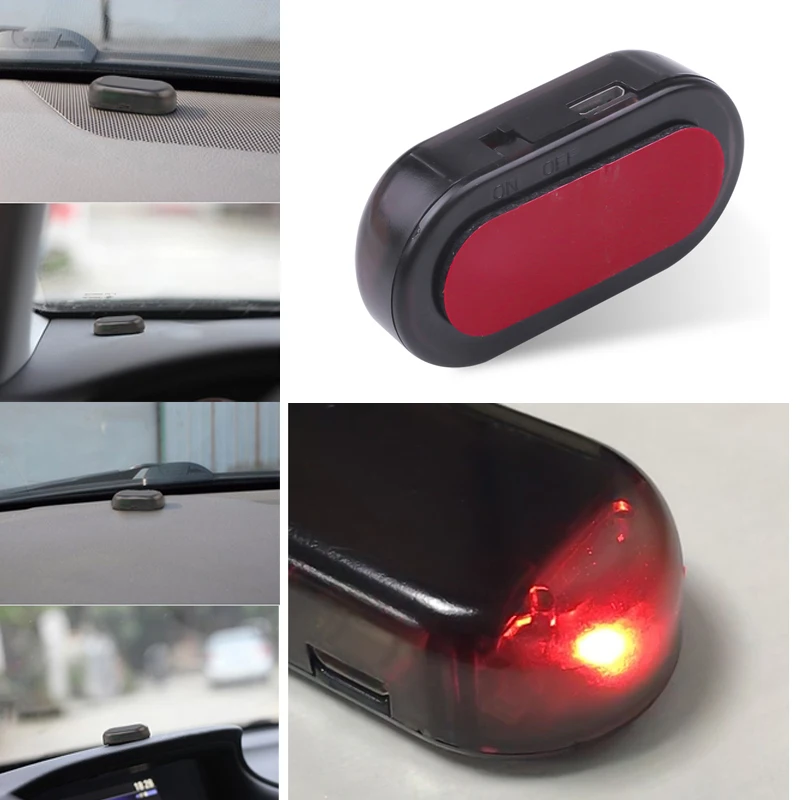 Allarme Simulato A Energia Solare Per Auto - Luce LED Stroboscopica Adesiva, 12V, Senza Fili, Per Dissuadere Furti