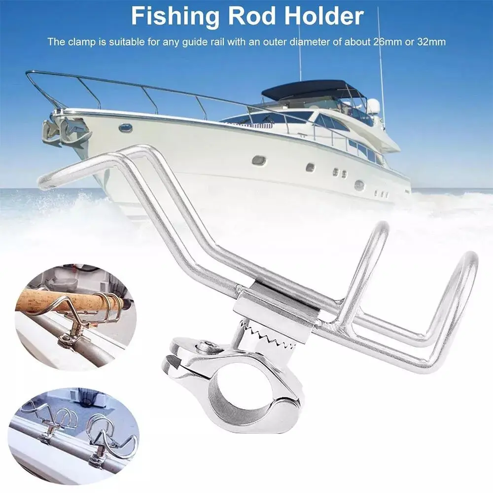 316 Stainless Steel Fishing Rod Holder Rail Mount 25mm/32mm Dia. Marine Boat Corrosion-Resistant