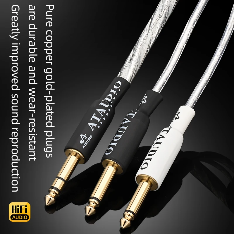 Premium Hi-Fi 6.5mm Dual Audio Cable with Silver-Plated Core