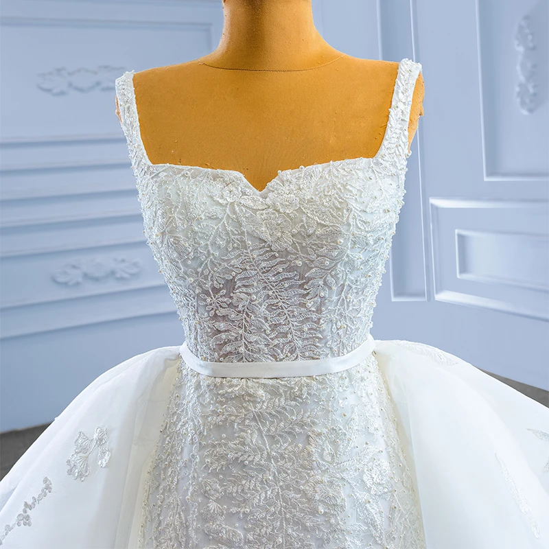 Gorgeous Wedding Dresses For Women 2022 Bride Organza Mermaid Square Collar Wedding Dress Appliques RSM222200 Vestido De Novia 6