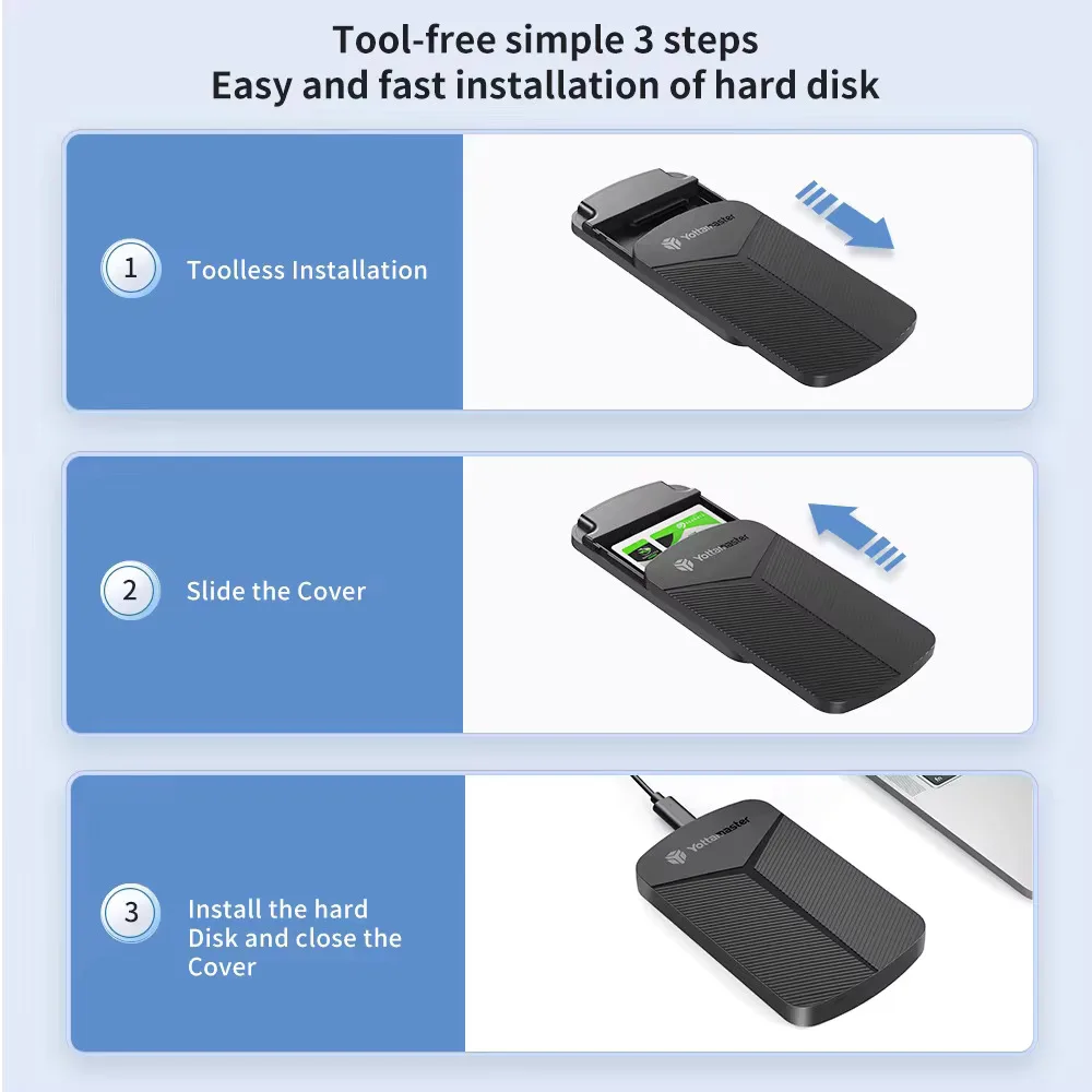 Yottamaster USB 3.0 어댑터 하드 디스크 케이스 6Gbps UASP 하드 드라이브 인클로저 (윈도우, 맥, 리눅스용) 2.5인치 HDD 인클로저 SATA