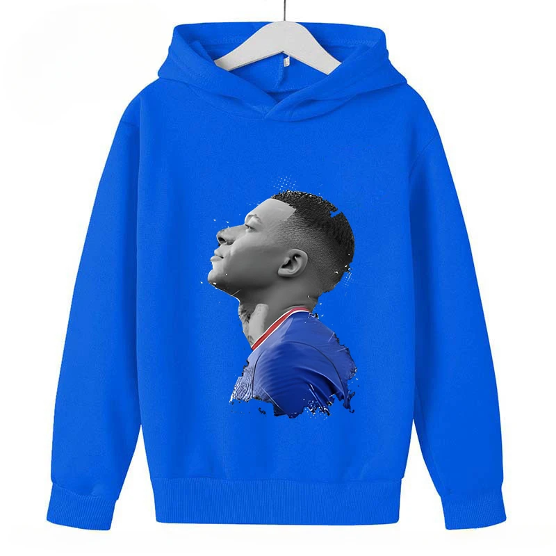 thumbnail image 1 of Sudadera deportiva azul de primavera y otoño CALIENTE 2024 para niños y niñas, sudadera con capucha estampada de Mbappé, ropa para niños, sudaderas con capucha para niñas, 1 of 5