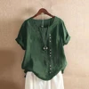 Femmes à manches courtes en coton lin belle tunique Blouse Y-Ladies Casual chemise de base grande taille vêtements L-5XL vêtements 2023 4