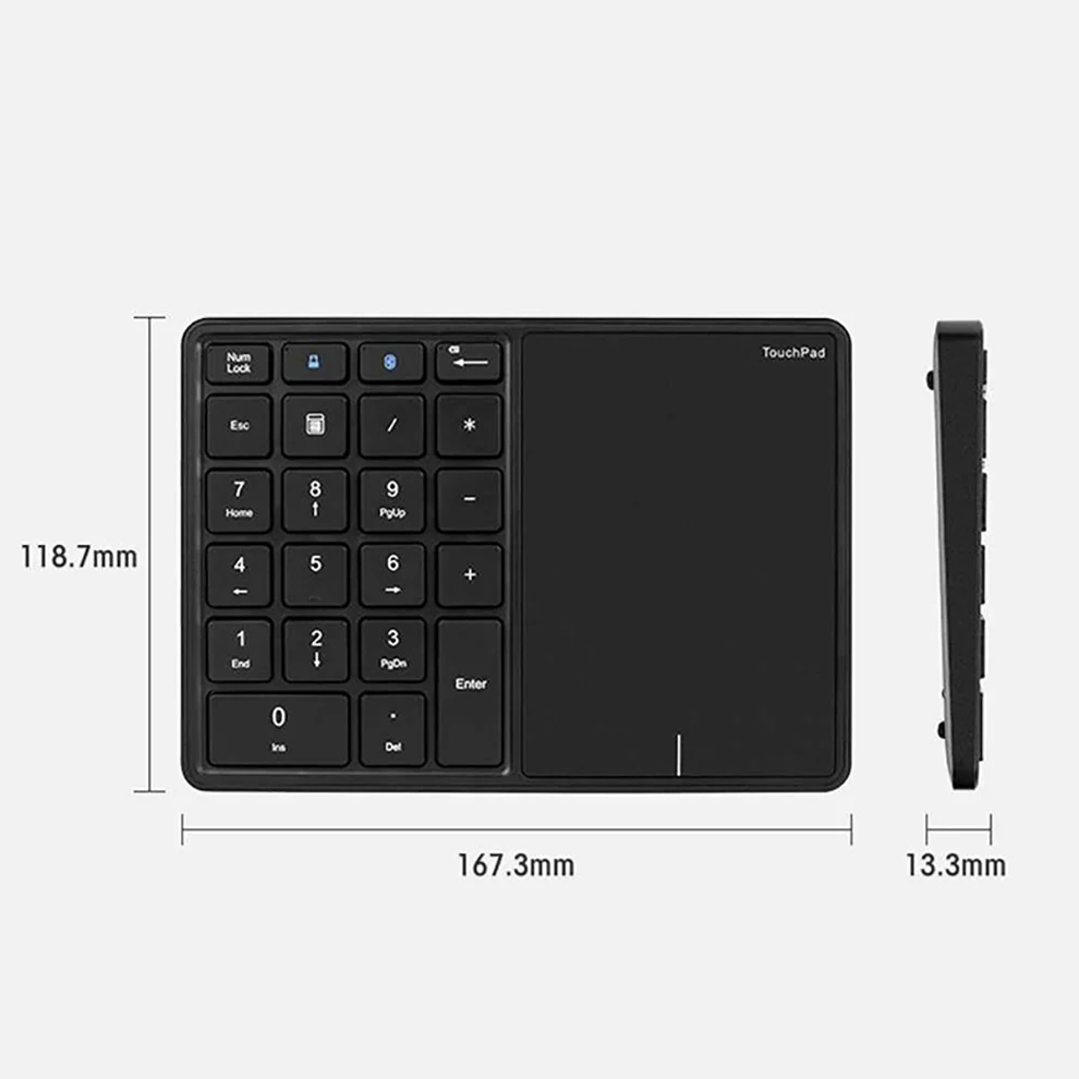 Teclado Numérico sem Fio Bluetooth com Touchpad 22 Teclas Bluetooth Teclado Digital para Mac os Contabilidade Windows Ios 2.4g + - Imagem 4