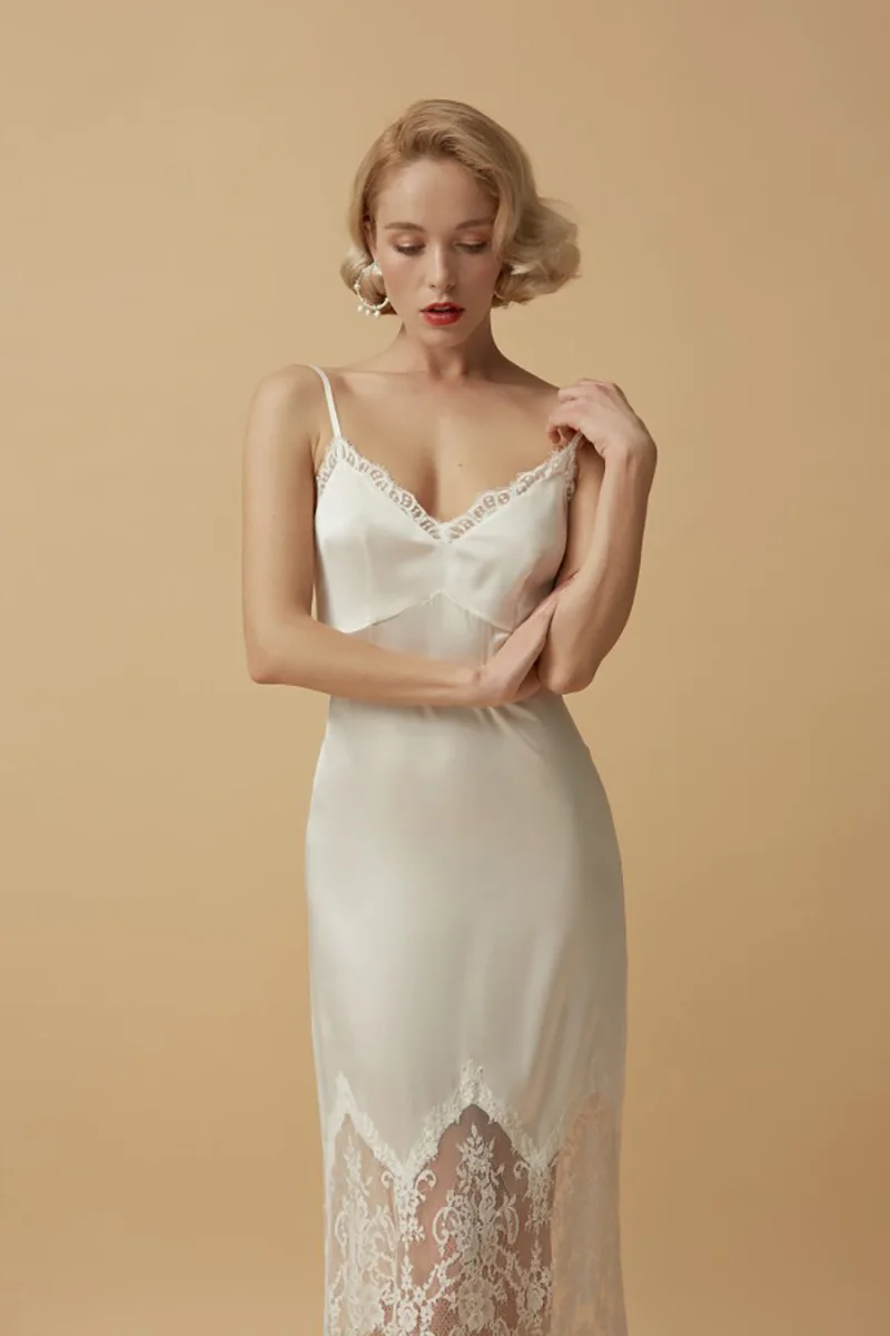 Sexy Lace Women's Nightwear, Elegant Silk Sleeveless Skin-Friendly Dressing Gown, Pajamas, Housecoat, Sleepwear Customized