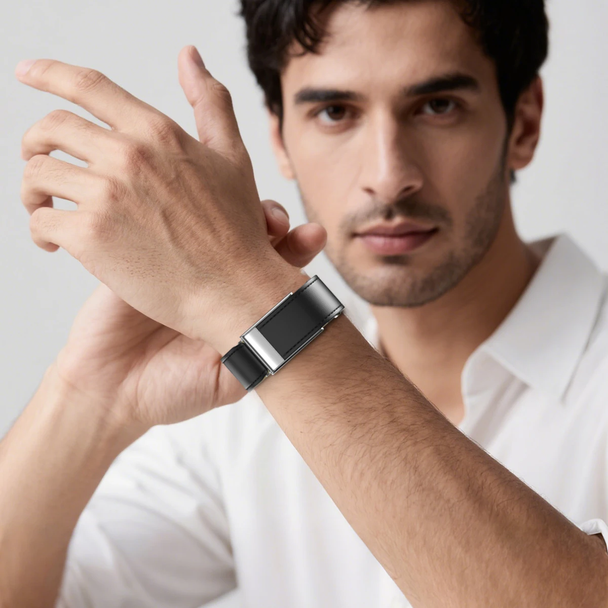 Premium Leather Strap with Stainless Steel Buckle - Waterproof, Sweatproof, and Adjustable