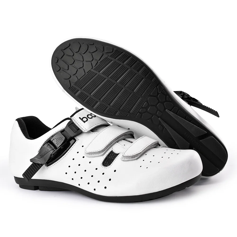 

New Non Lock Cycling Shoes with Cowhide Upper Nylon Sole Velcro Bicycle Outdoor Adult Cycling Shoes