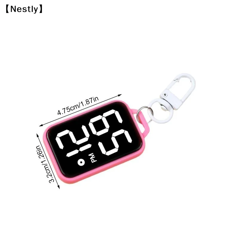 1Pc LED 키체인 포켓 시계 디지털 디스플레이 전자 시계 젊은 학생 배낭 열쇠 펜던트 시계 〔Nest〕