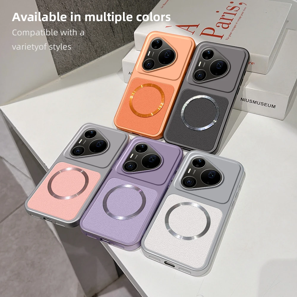 Lychee Pattern CD Magnetic Ring Ultra-Thin Phone Case Cover