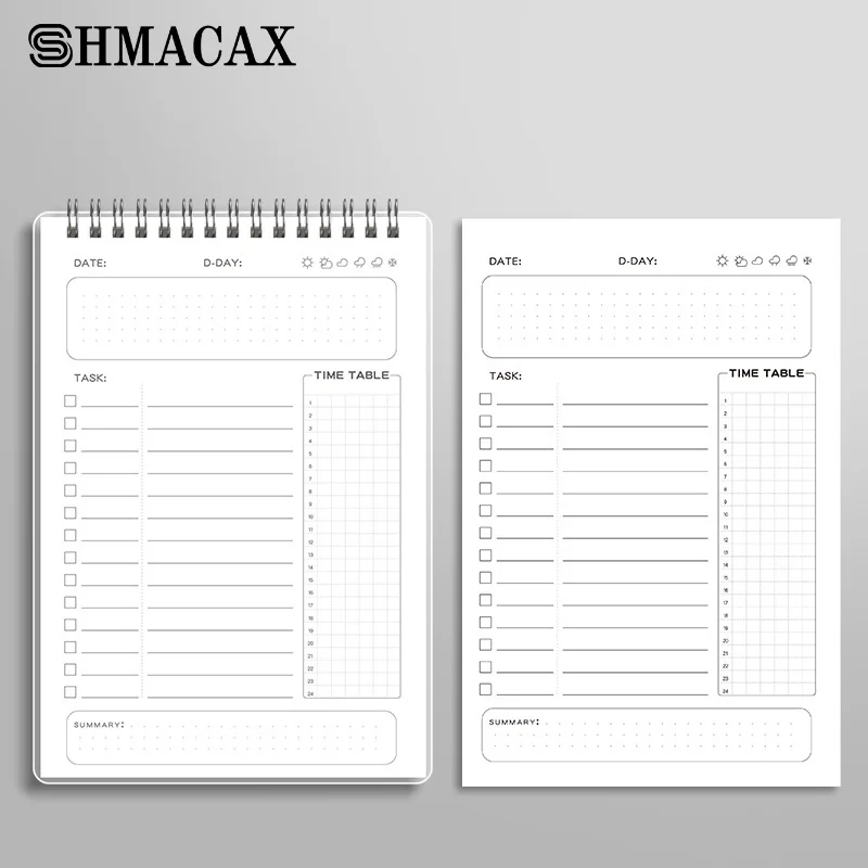 80Sheets Simple Planner Agenda Spiral Notebook Schedules Planner Thick Daily Notepad Office School Supplies Student Stationery