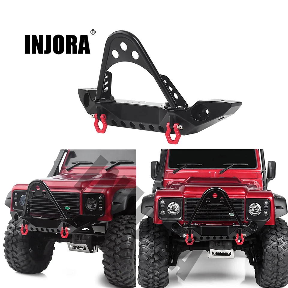 INJORA RC Paraurti Metallo Front Bumper Con LED Luce Traino Gancio Per 1:10 RC Crawler Traxxas TRX-4 Axial SCX10 SCX10 II 90046 SCX10 III AXI03007