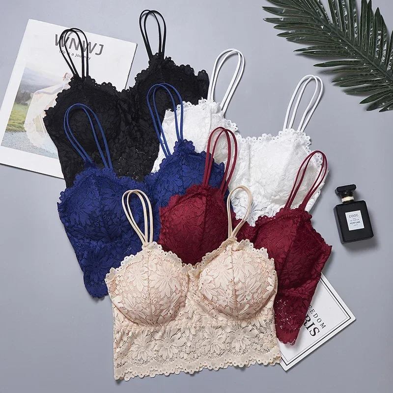 Women Lingerie Bra 1/2pcs Sexy Lace Bralette Wireless Padded Seamless Ultra Strap Bras