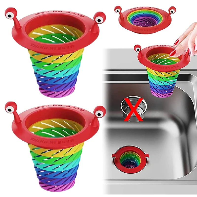 New Creative Sink Strainer Foldable Rainbow Floor Drains Mesh Sink Strainers Universal Drain Hole Filter Kitchen Bathroom Tools